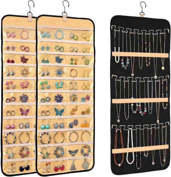 48-Pocket 21-Hook Wall-Mount Hanging Jewellery Set of 2
